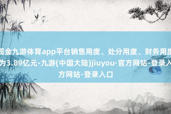 现金九游体育app平台销售用度、处分用度、财务用度以为3.89亿元-九游(中国大陆)jiuyou·官方网站-登录入口